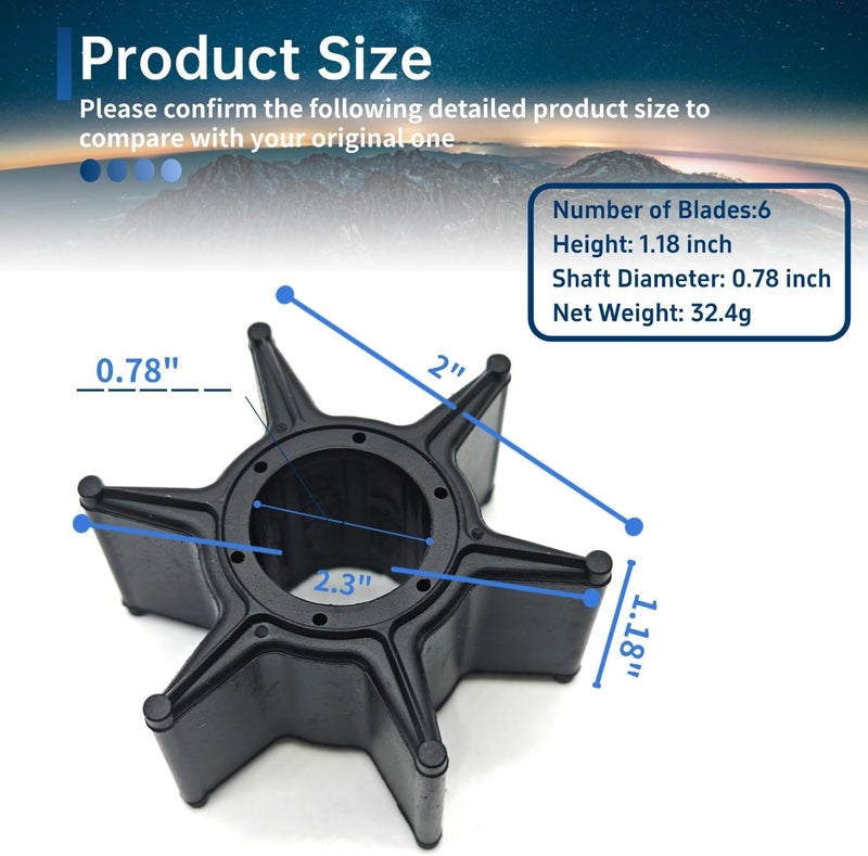 FREPURDO Water Pump Impeller Kit for Yamaha 692-W0078-02-00 - OEM Impeller Repair Kit for 60-90HP 2-Stroke Outboard Motors, Fits 70TLR, 75TLR, 90TLR, F90TLR Engines with Gaskets - Image 2